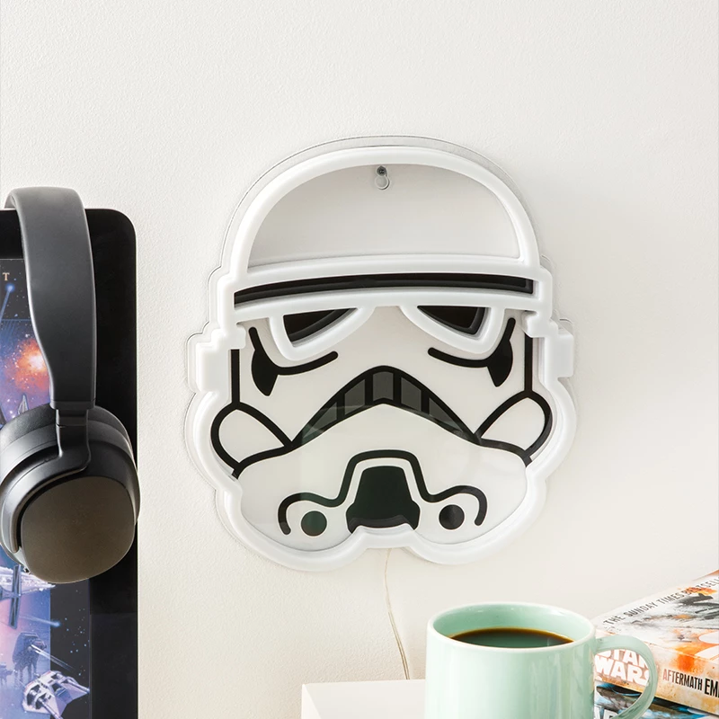 Luz LED de neón para pared Paladone Stormtrooper modelo PP14595SWVN, iluminación decorativa Star Wars