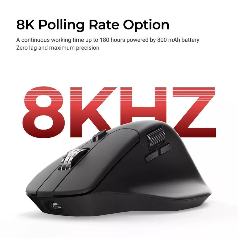 Ratón Keychron M6 para diestros universal — óptico, RF inalámbrico + Bluetooth + USB-C, 30000 DPI, negro