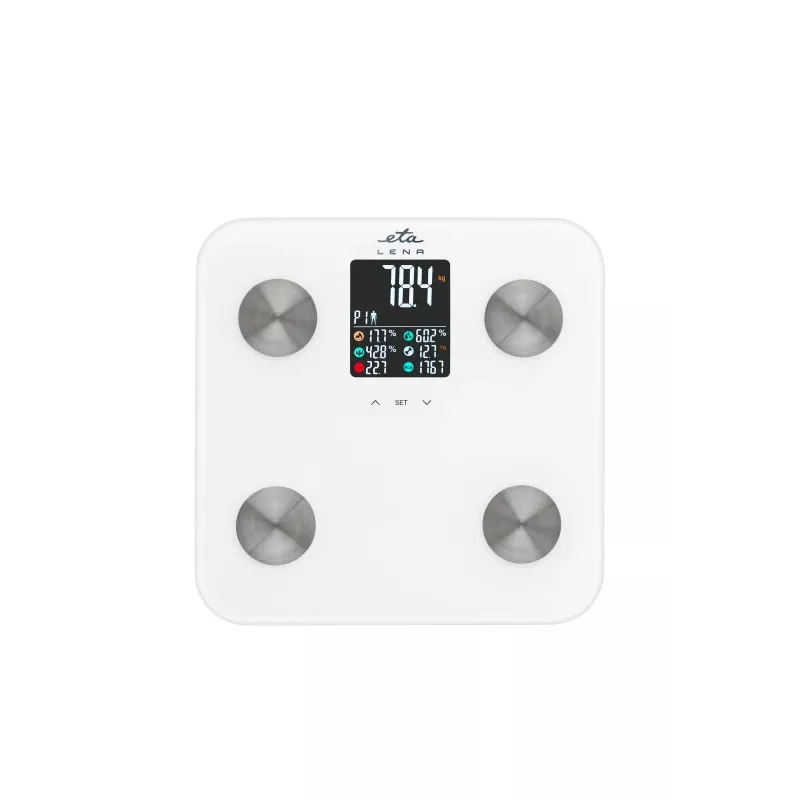 Báscula de baño ETA | ETA378190000 Lena | Capacidad máxima 180 kg | Precisión 100 g | Medición del índice de masa corporal (IMC) | Blanco