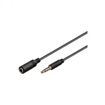 Wentronic Goobay Cable alargador de jack de 3,5 mm, Negro, 1 m – Conector jack de 3,5 mm macho (4 polos, estéreo) > Conector hembra jack de 3,5 mm (4 polos, estéreo) (62477)