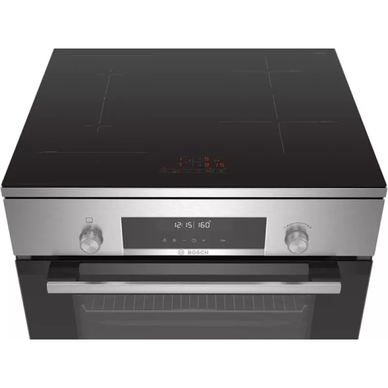 Bosch Cocina HLS79Y351U Serie 6 Placa de inducción, horno eléctrico, acero inoxidable, ancho 60 cm, grill, LCD, 63 L, profundidad 60 cm