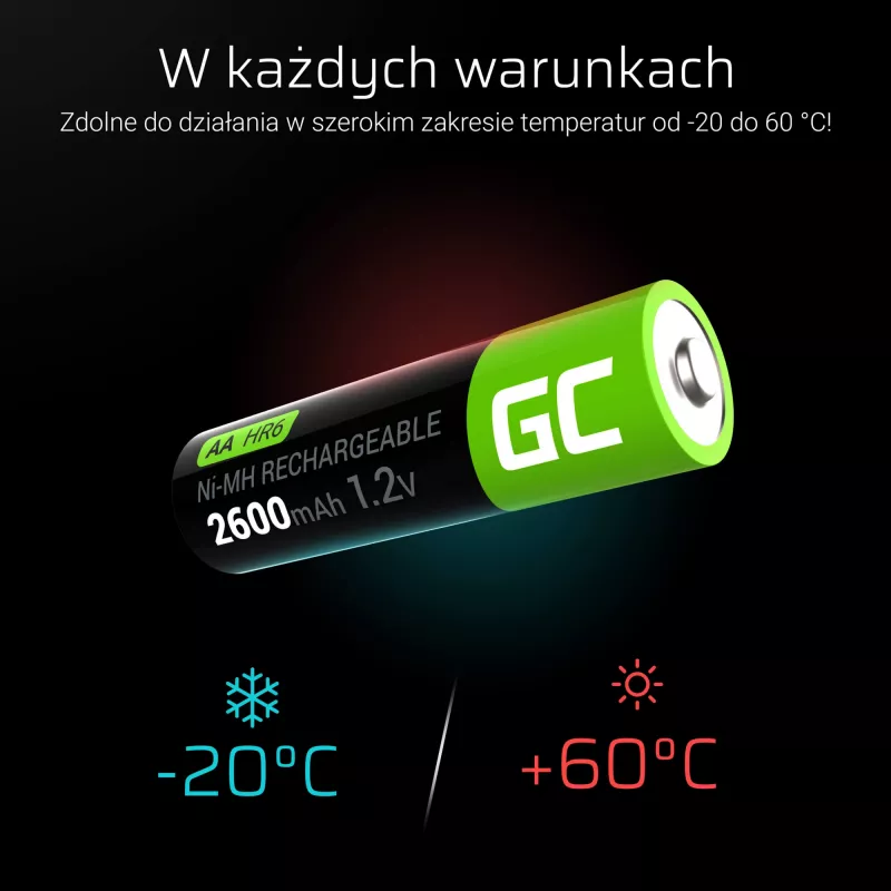 Batería recargable Green Cell GR01 AA NiMH 1,2 V 2600 mAh, 4 uds., verde