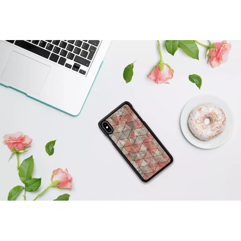Funda protectora iKins para iPhone XS Max — patrón de rombos, negra