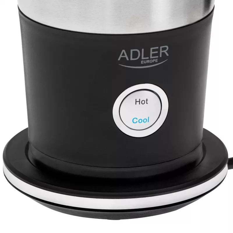 Espumador de leche automático Adler AD 4497 – acero inoxidable, 600W, 120 ml de espuma / 300 ml de calentamiento, caliente y frío