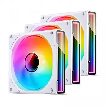 Ventilador de carcasa Jonsbo ZK-120W 3en1 A-RGB blanco — 120 mm, iluminación A-RGB