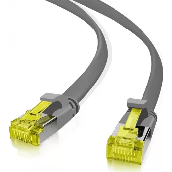 Helos - latiguillo - RJ-45 (M) a RJ-45 (M) - 50 cm - U/FTP - CAT 6a - plano - gris