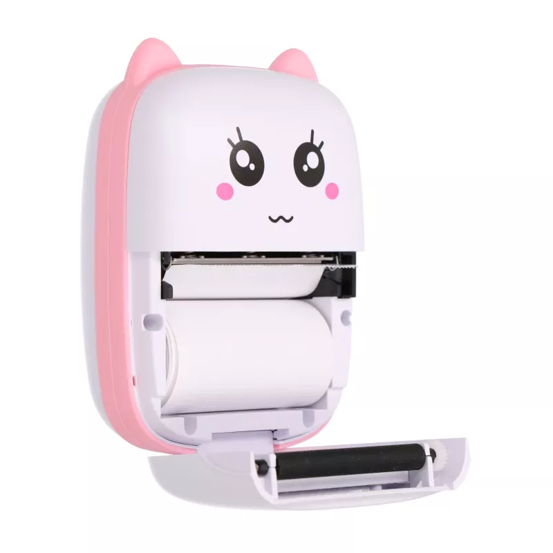 Impresora térmica de recibos Extralink EPP-001 con 5 rollos de papel térmico autoadhesivo, rosa