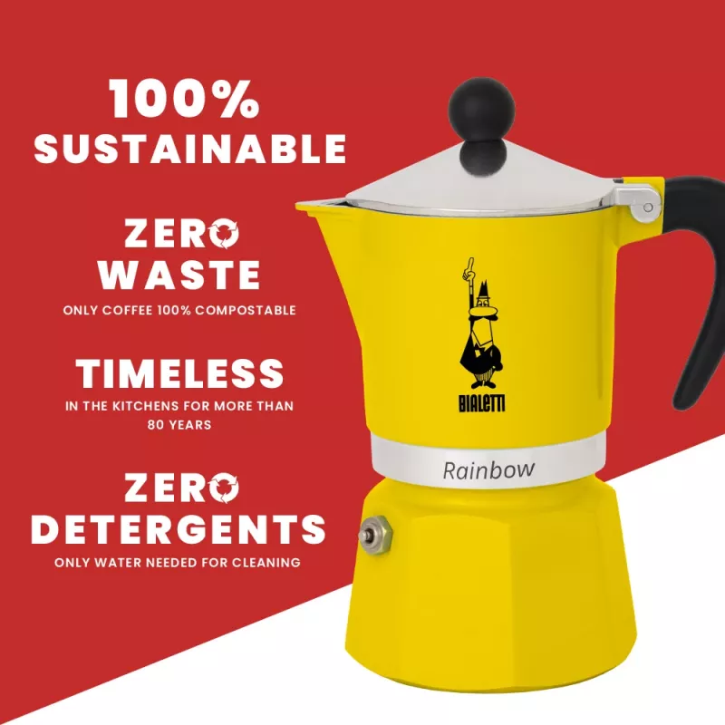 Cafetera moka Bialetti Rainbow Negro Amarillo