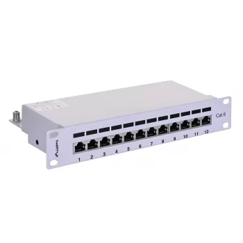 Patch panel LANBERG PPF6-9012-S, 12 puertos, metal, gris, 1HE, 215×130×44.5 mm