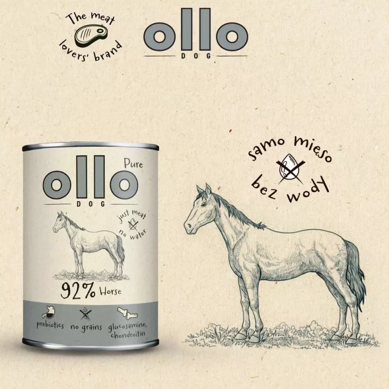 OLLO Pure Horse - pienso húmedo para perros - 400g