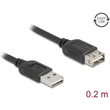 Cable USB-A a USB-A DELOCK 81510 — USB 2.0, 0,2 m, negro