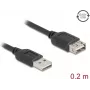 Cable USB-A a USB-A DELOCK 81510 — USB 2.0, 0,2 m, negro