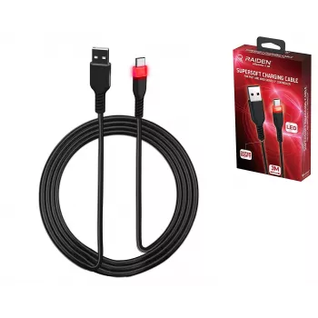 Cable de carga USB-C SUBSONIC SA5601 3 m – Compatible con PS5, Xbox, Nintendo Switch