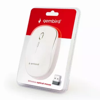 Ratón inalámbrico GEMBIRD MUSW-4B-01-W, ambidiestro, óptico 1600 DPI, 4 botones, RF Wireless, blanco