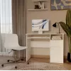 Escritorio top e shop PORTO derecho blanco, tablero rectangular de aglomerado 985×510×755 mm, 1 cajón, bandeja para teclado