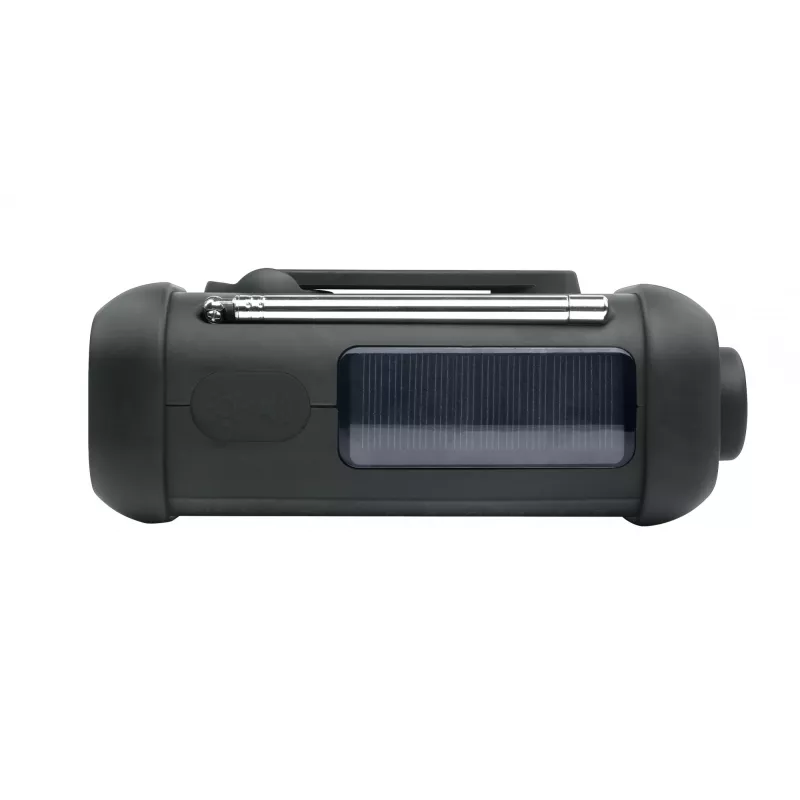 Muse MH-08 MB radio solar portátil con manivela y linterna, negro