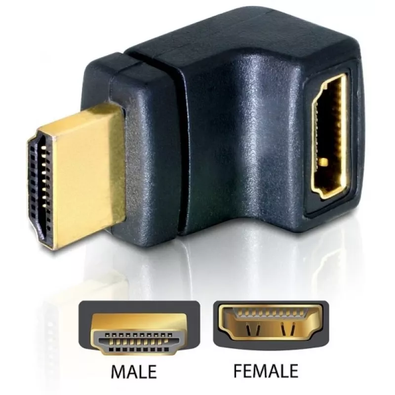 Adaptador HDMI DeLOCK 65072 conector macho HDMI a conector hembra HDMI, 90° hacia arriba