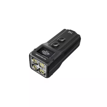 Linterna llavero Nitecore T4K — 4 LED, 1000 lm, recargable por USB, IP54, resistente a impactos, 82,3 mm, 77 g