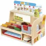 Melissa & Doug mostrador de sándwiches de madera con cortadora de fiambres – set de alimentos de juguete de 56 piezas – certificado FSC