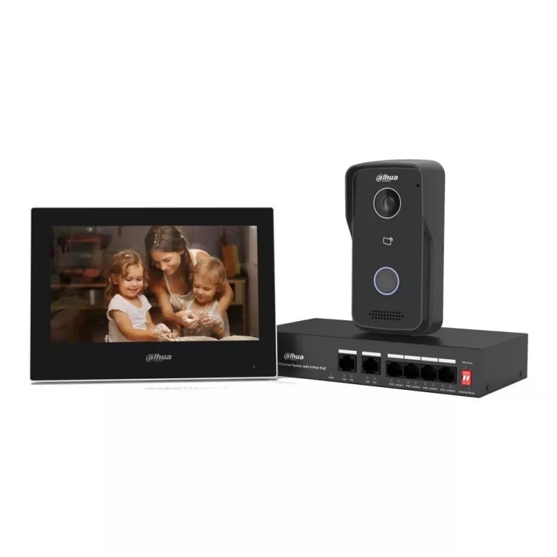 Videoportero DAHUA KTP03 monitor de 7 pulgadas, conexión de 2 hilos, PoE, 1024x600, cámara de 2-MP