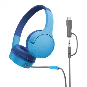 Auriculares on-ear Belkin SoundForm Mini con cable 3,5 mm USB-C azul