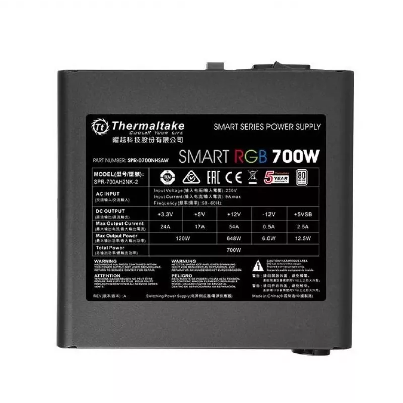 Fuente de alimentación Smart 700W RGB, 80PLUS, 230V EU, 2xPEG, 120mm, Single Rail