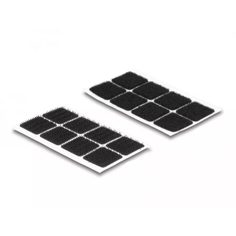 Puntos de velcro DeLOCK cuadrados autoadhesivos, 64 uds., negro