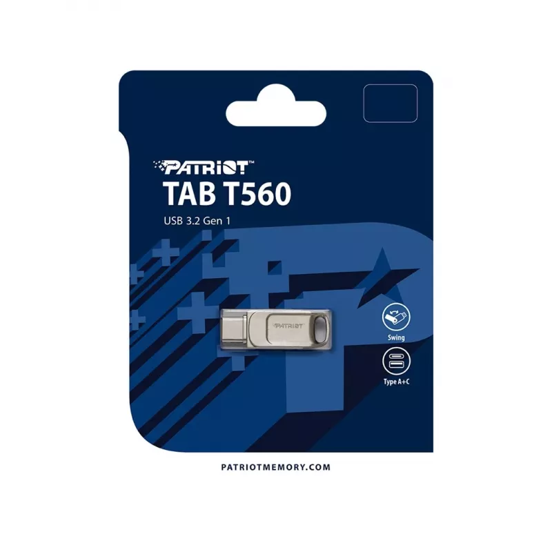 Memoria USB PATRIOT PS128GT560DS5D 128 GB USB 3.2 (USB-A / USB-C) Swivel aleación de zinc plata
