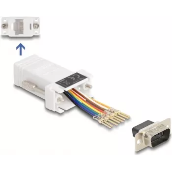 DeLOCK D-Sub 9 pines macho a RJ45 hembra kit de montaje blanco VGA RJ-45