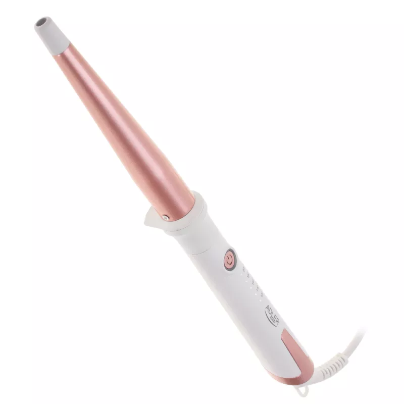 Rizador Adler AD 2119 – cónico, barra cerámica de 12–25 mm, ajustable 120–200 °C, 45 W, rosa