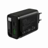 Cargador CANYON OnCharge 65RC con cable USB-C integrado, 65 W, 1x PD, 1x QC, conector EU, negro