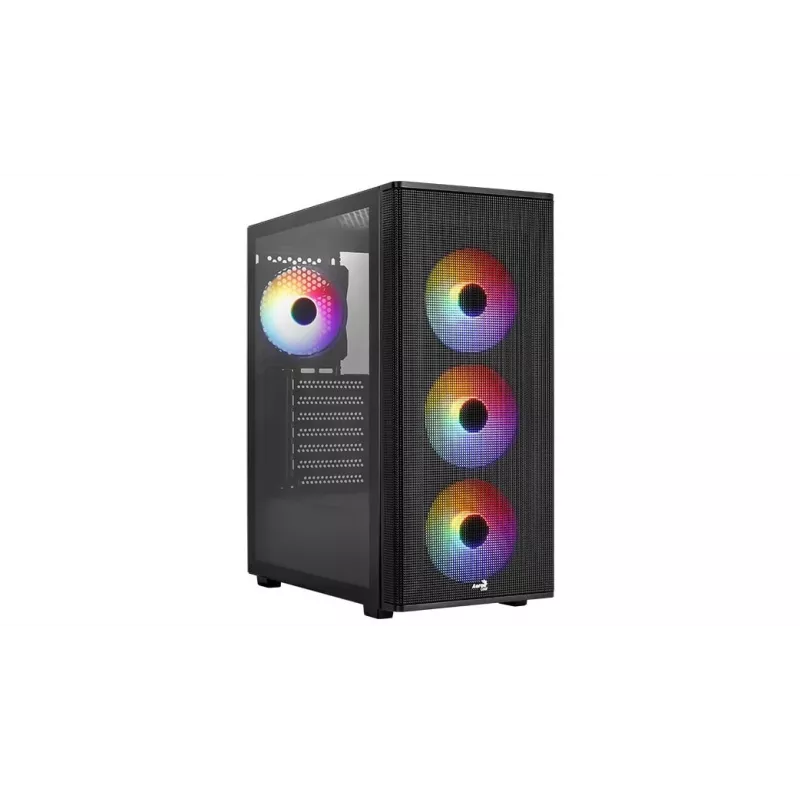 Caja de PC AEROCOOL PGS DESIGNER-G-BK-v1 torre Midi ATX, cristal templado, 4 ventiladores RGB, compatible con ATX, GPU 34,5 cm, disipador de CPU 158 mm
