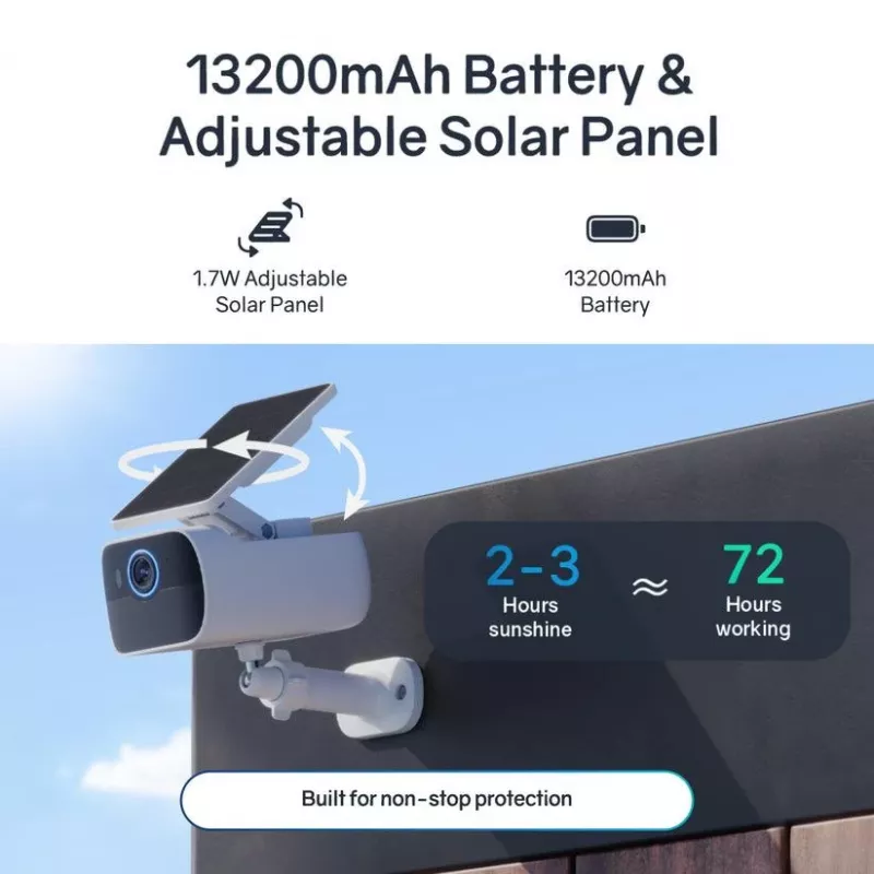Safemo SC1 SolarCam, vídeo 4K UHD, zoom 8×, visión 132°, visión nocturna, Wi-Fi 2,4 GHz, 1,5 W solar, blanco