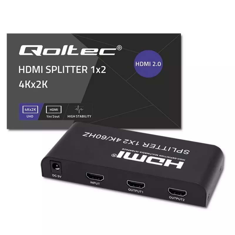 Qoltec 51797 Splitter HDMI activo 2 x HDMI 4K x 2K | 6 Gb/s | 60 Hz