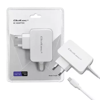 Fuente de alimentación QOLTEC 51039 65W AC-to-DC 220–240V 20.3V/3.25A Type-C blanca, cable de 1,7 m