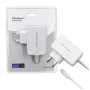 Qoltec 51039 adaptador de corriente 65 W USB-C PD, 5–20,3 V, 2–3,25 A, cable USB-C integrado, blanco