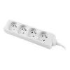 Regleta de enchufes 1,5 m, blanca, 4 enchufes, cable de cobre macizo