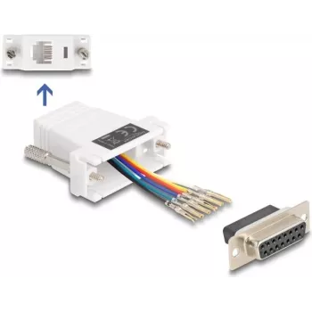 Adaptador de cable DELOCK D-Sub 15 a RJ12 blanco, modelo 67088