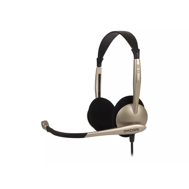Koss CS100 auriculares de diadema con cable y micrófono, negro/dorado