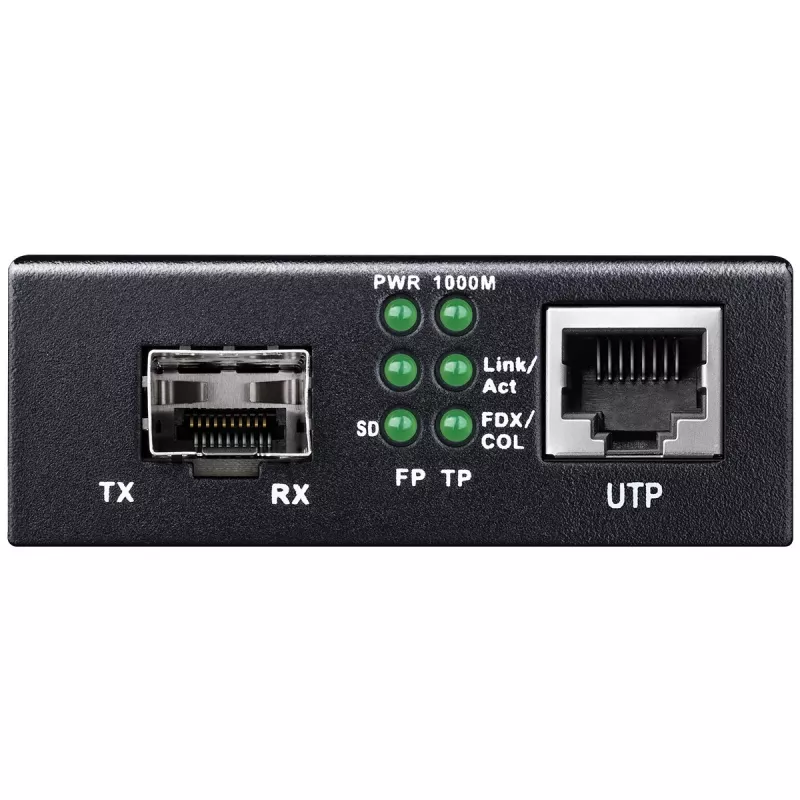 Convertidor de medios de red Cudy MC220 — Gigabit (1000 Mbit/s) monomodo SFP 1310 nm, 1x RJ-45, 1x SFP, negro