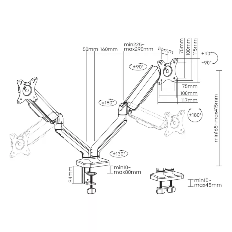 Soporte de sobremesa Sbox LCD-S024-2 (17-32/2x2-9kg/100x100)