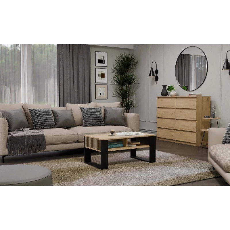 top e shop STOLIK KAWOWY ŁAWA MODERN 2P esbelta Roble Artisan lamas negras