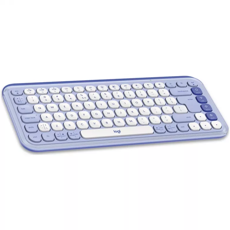 Logitech POP Icon Combo - Conjunto teclado y ratón - inalámbrico - Bluetooth LE - QWERTY - US International - lila, Off-White (920-013078)