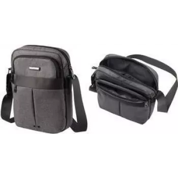 Bolso bandolera LIGHTPAK EPSILON poliéster gris con correa de hombro ajustable