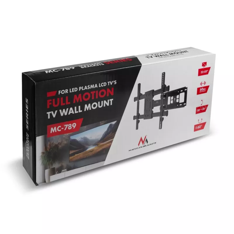 Maclean MC-789 soporte de pared para TV, 32-85 pulgadas, 60 kg, VESA máx. 600x400, negro