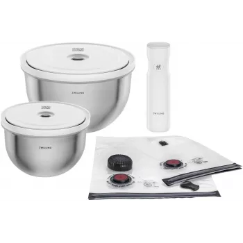 Set de recipientes herméticos al vacío ZWILLING Fresh&Save Bowl Starter Set 9 piezas acero inoxidable