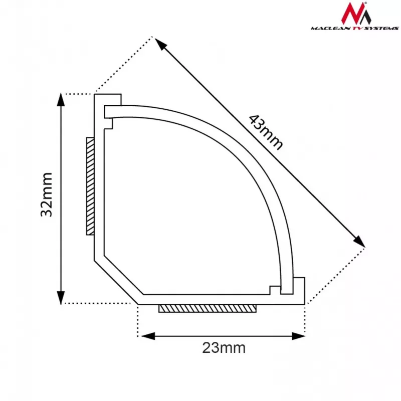 Maclean MCTV-575 cubrecables de suelo, 1,5 m, 43 x 23 mm, altura 23–32 mm, blanco, con cinta adhesiva
