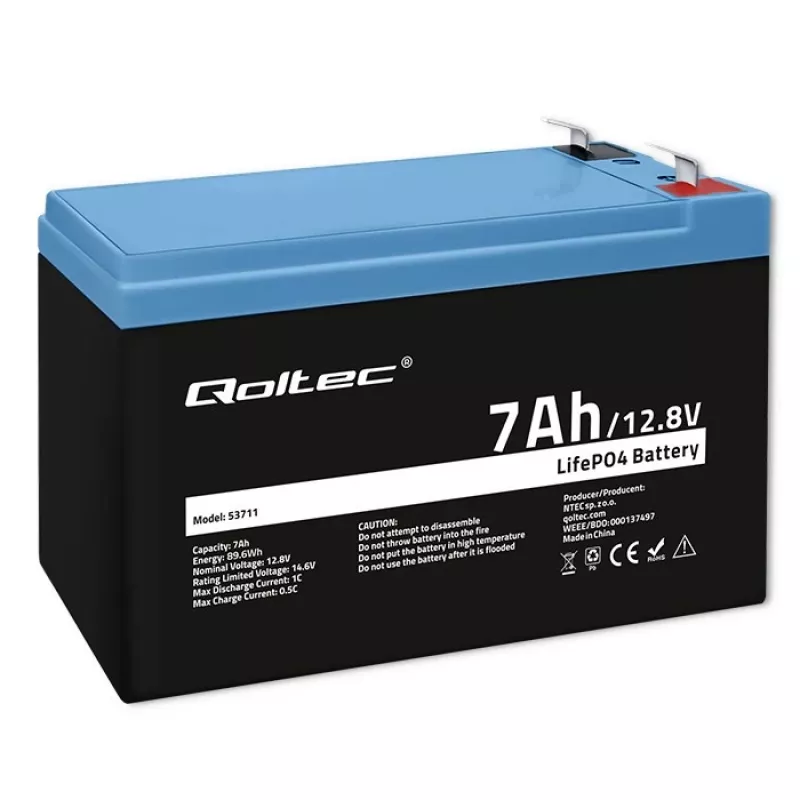 Batería LiFePO4 12,8V 7Ah, 89,6Wh, BMS