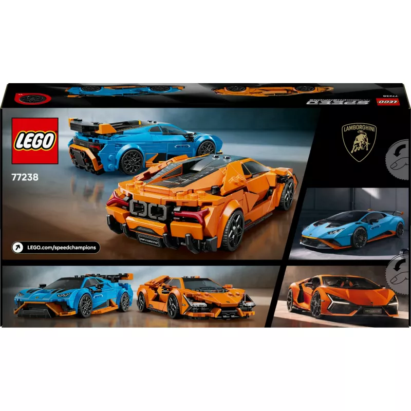 Set de construcción LEGO Speed Champions 77238 — Lamborghini Revuelto y Huracán STO, 607 piezas, 2 minifiguras, edad recomendada 10+