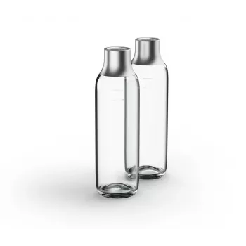 Botella de carbonatación BRITA 118426 – botella de vidrio de 1 L con tapa de acero inoxidable, 287 mm de altura, pack de 2